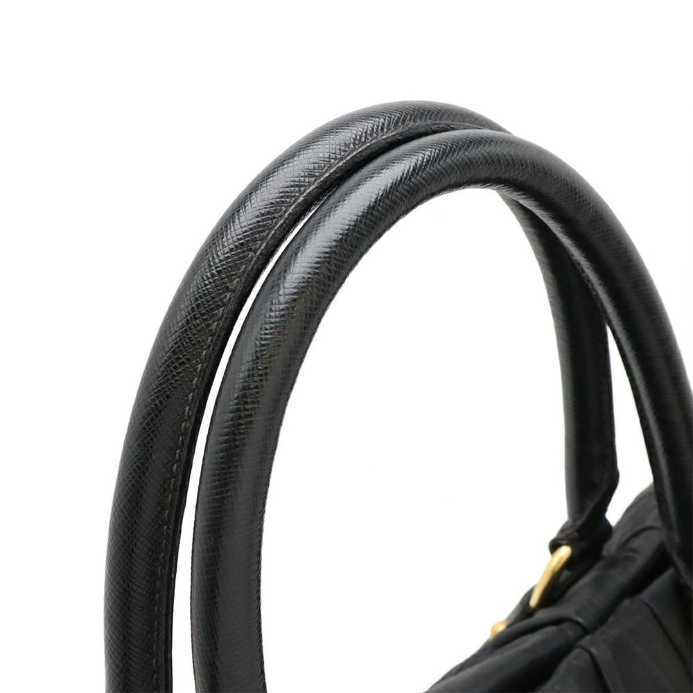 Prada NERO Handbag Leather Black Bag Gathered Tote Black - Picture 5 of 8